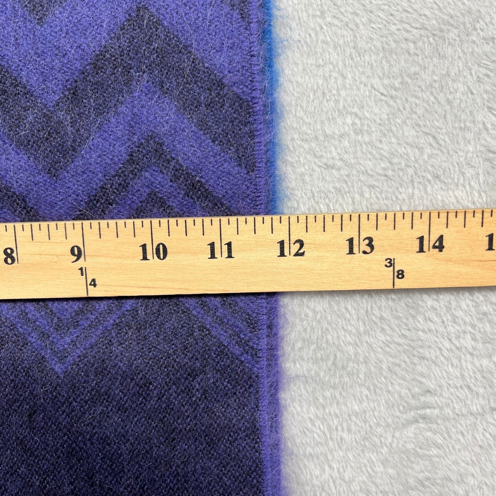 Kuna Scarf Purple Blue‎ 100% Baby Alpaca Chevron Geometric Fringe Peru - Picture 14 of 14